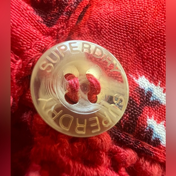 Superdry Sunny lace detail button front top in Red Ditsy Size: 6 NWT - Picture 9 of 11